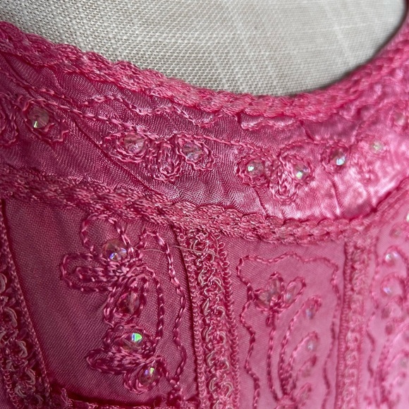 Pink Ombre skirt & top set with embroidery Details size small adjustable New - Picture 13 of 16